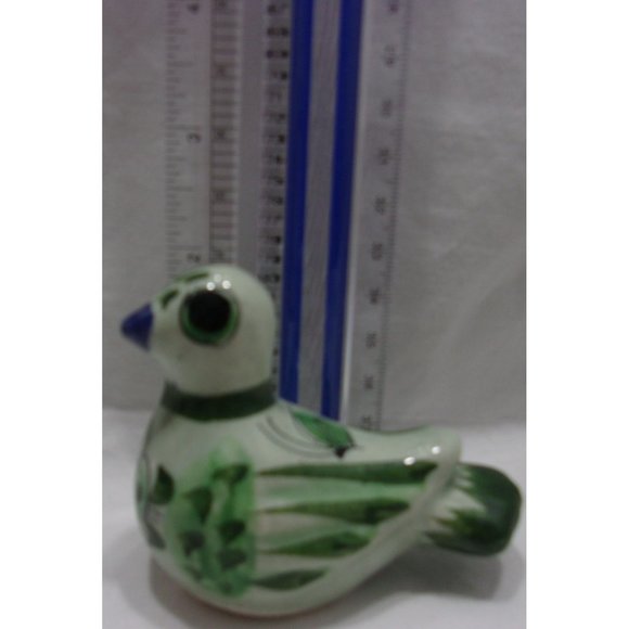 VTG Tanola Light & Dark Green Hand Painted Bird Signed "CAT" Mexico 2 3/4" - Picture 8 of 8